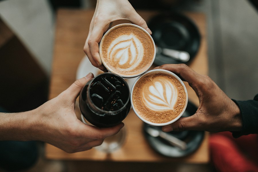 Freshly brewed coffee on a café table